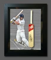 Alastair Cook Signed Cricket Mini Bat In A  Frame Presentation