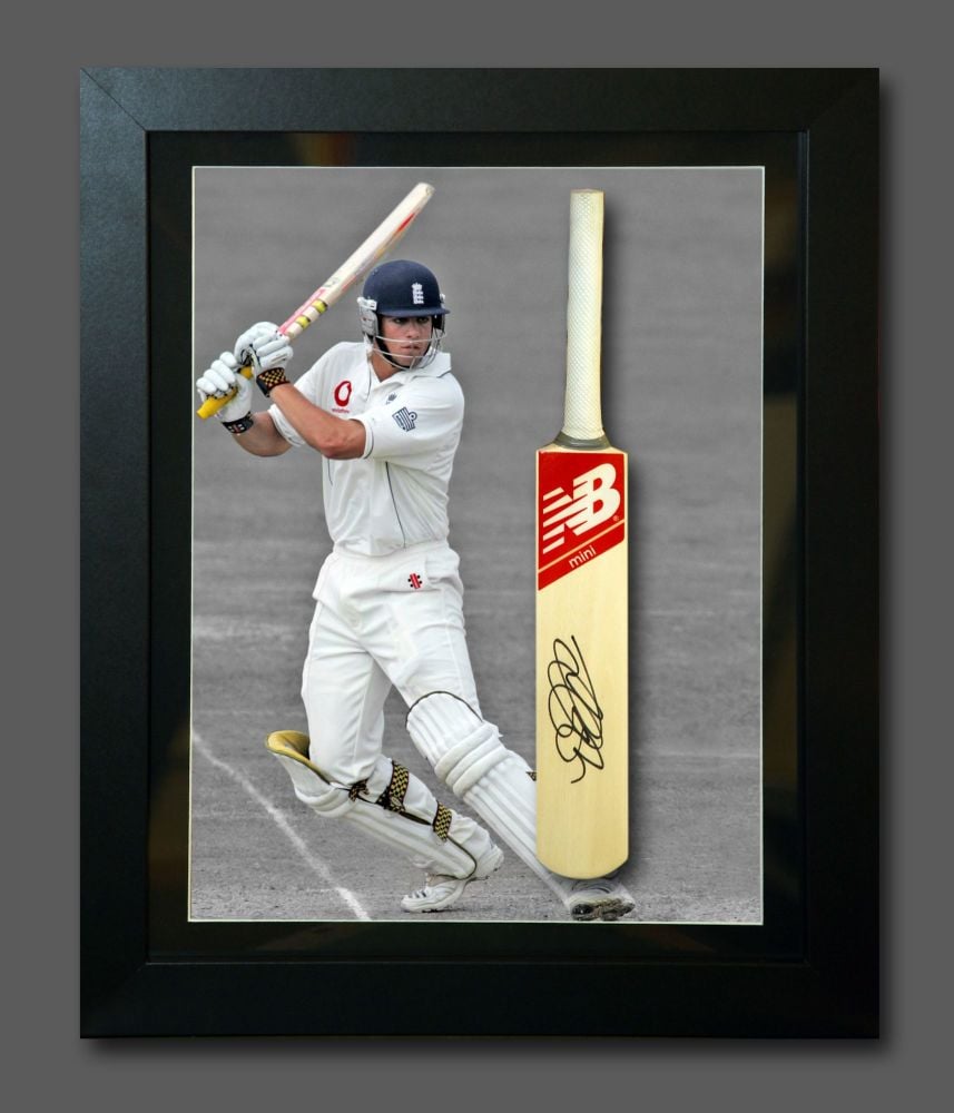 Alastair Cook Signed Cricket Bat In A  Frame Presentation