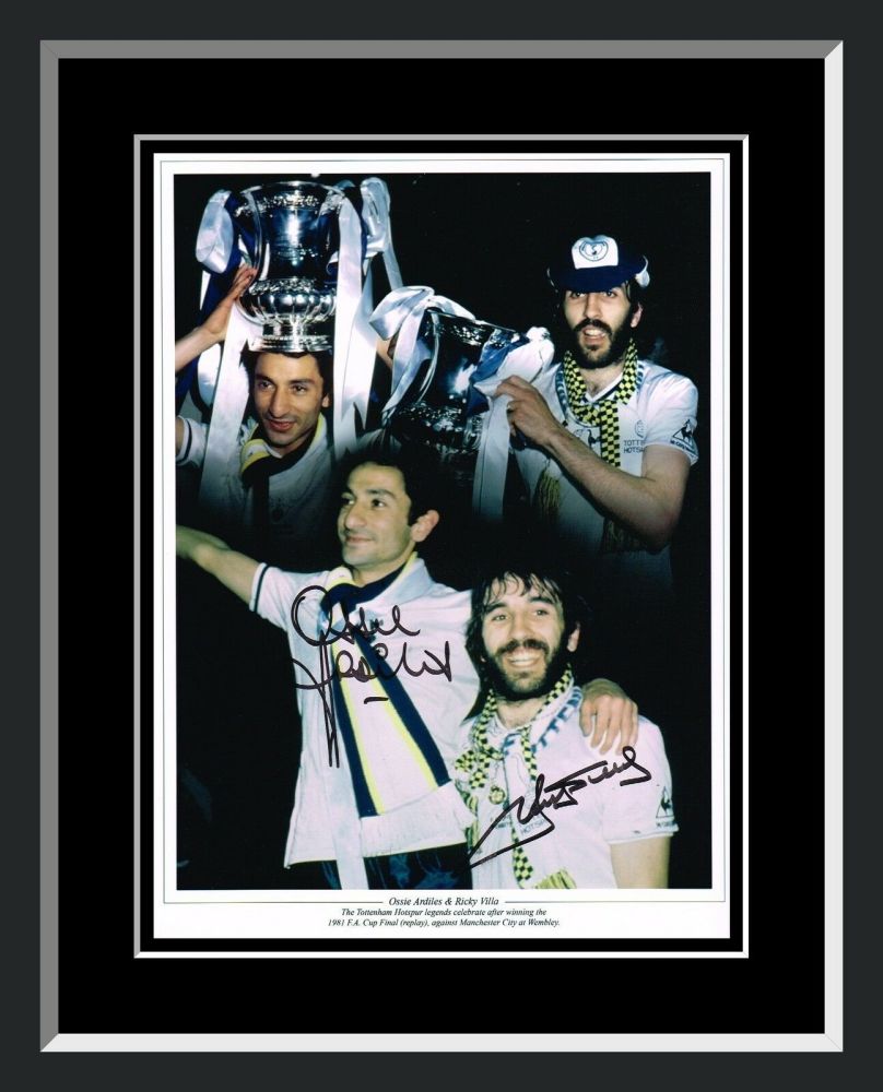 Ricky Villa And Ossie Ardiles Duel Hand Signed And Framed Tottenham Hotspur