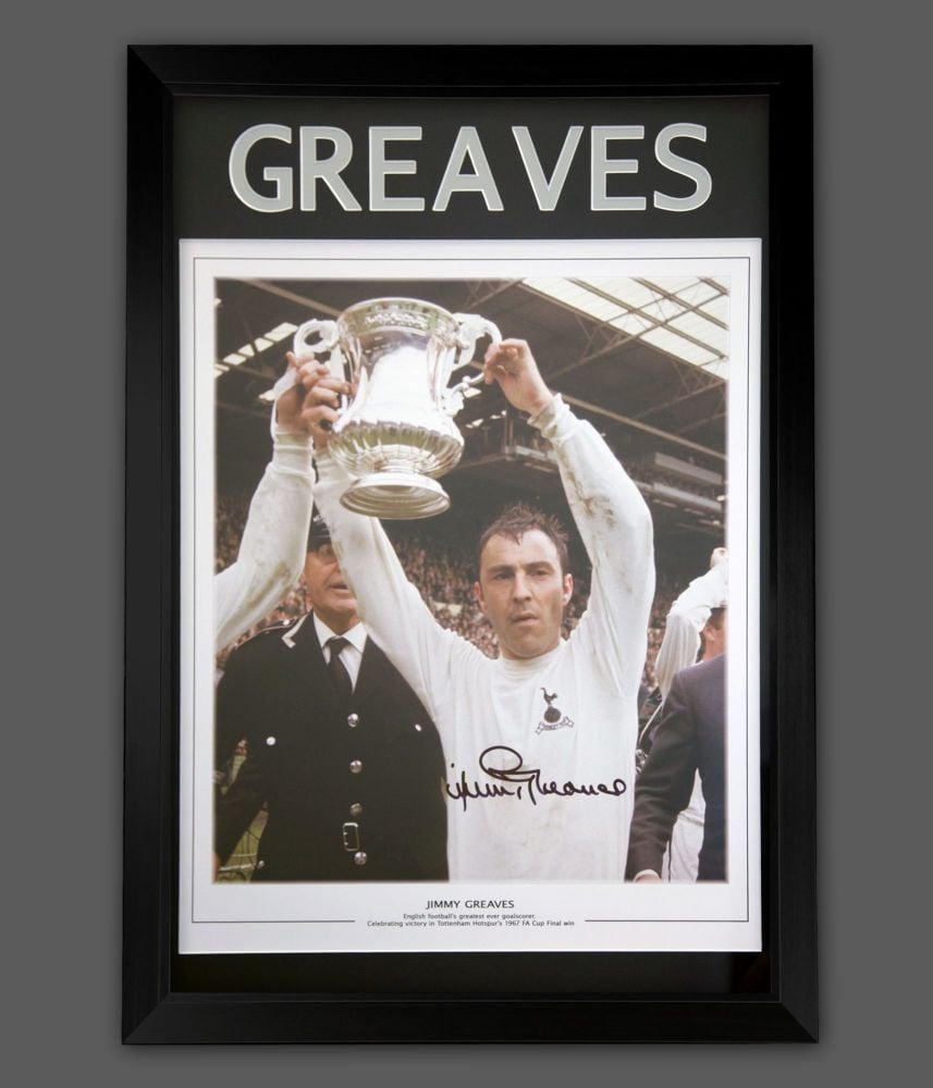 Jimmy Greaves Hand Signed A2 Spurs Football Photograph In a Framed Presenta