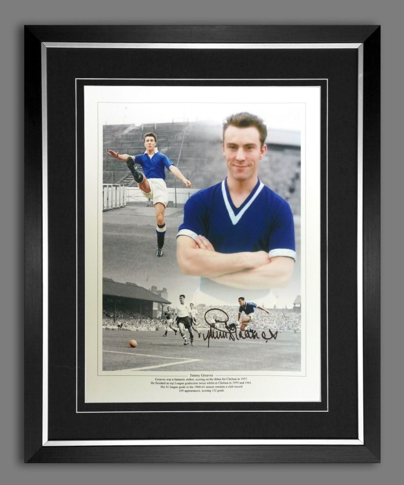 Jimmy Greaves Hand Signed 12x16 Chelsea Football Photograph In a Frame
