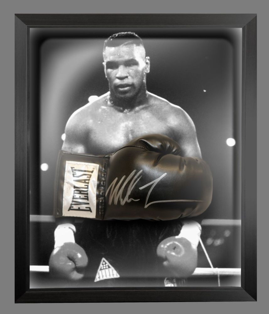 Mike Tyson Signed Black Everlast Boxing Glove In A Dome Frame : B
