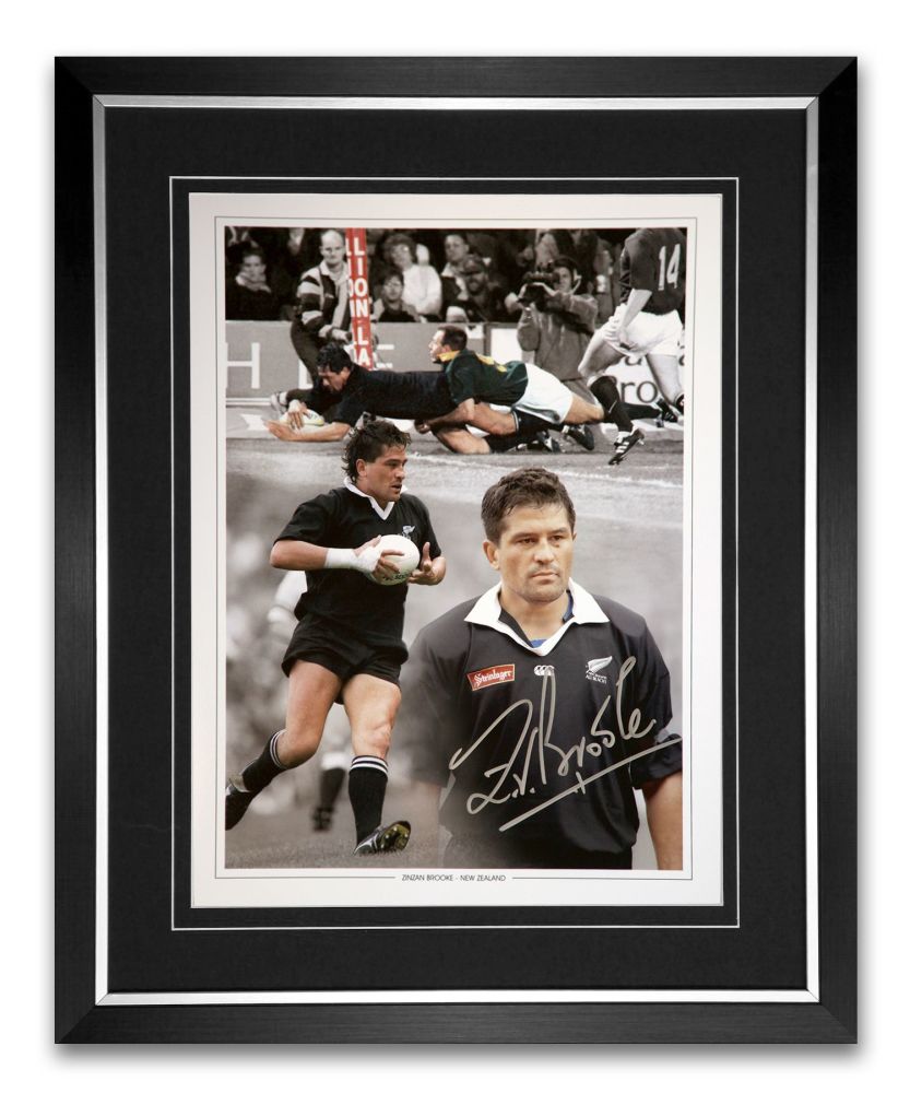  Zinzan Brooke Signed And Framed Rugby 12x16 Photograph