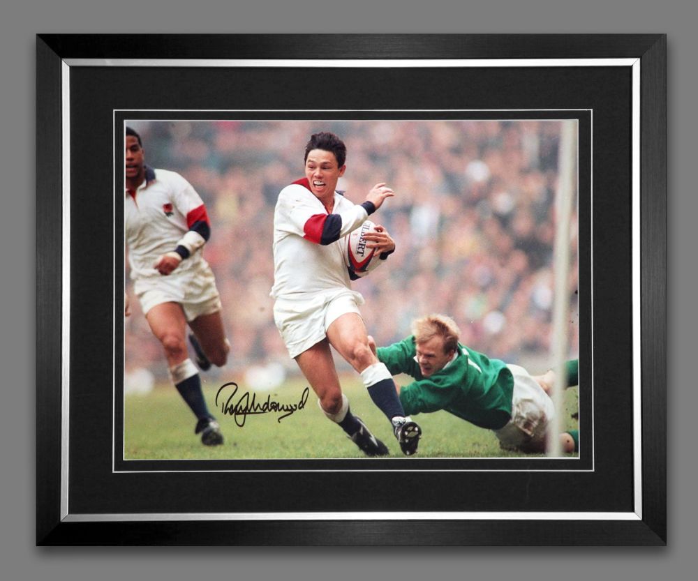 Rory Underwood Hand Signed And Framed 12x16 England Rugby Montage