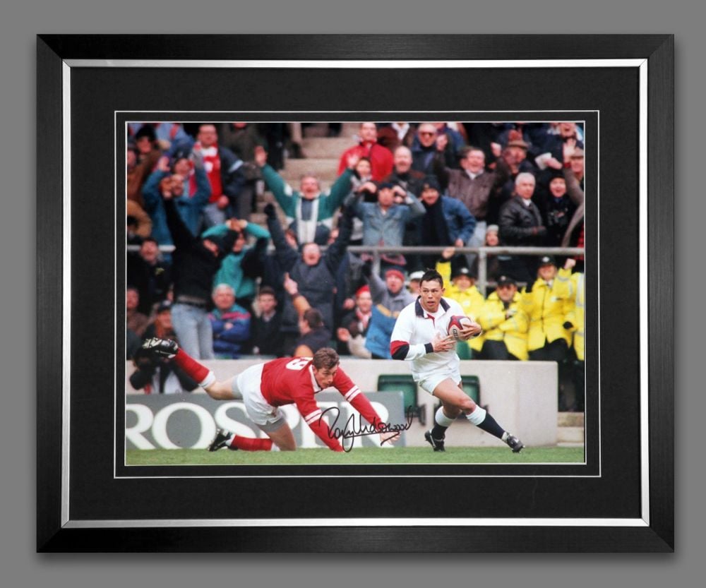 Rory Underwood Hand Signed And Framed 12x16 England Rugby Photograph : B