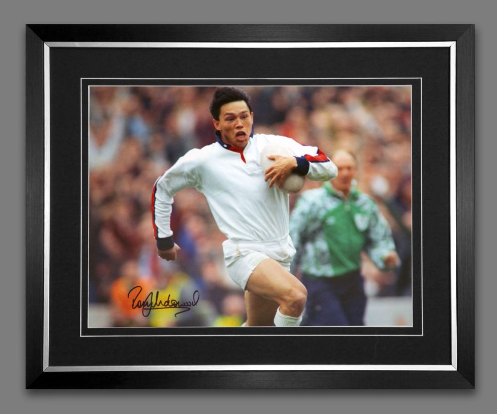 Rory Underwood Hand Signed And Framed 12x16 England Rugby Photograph : C