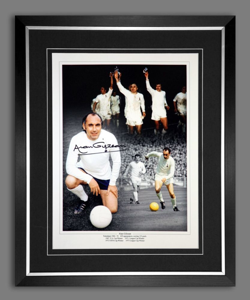 Alan Gilzean  Hand Signed And Framed Tottenham Hotspurs 12x16 Montage