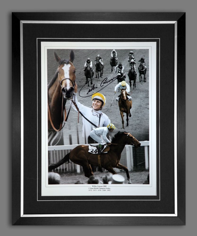 Willie Carson Signed And Framed Horse Racing Montage 