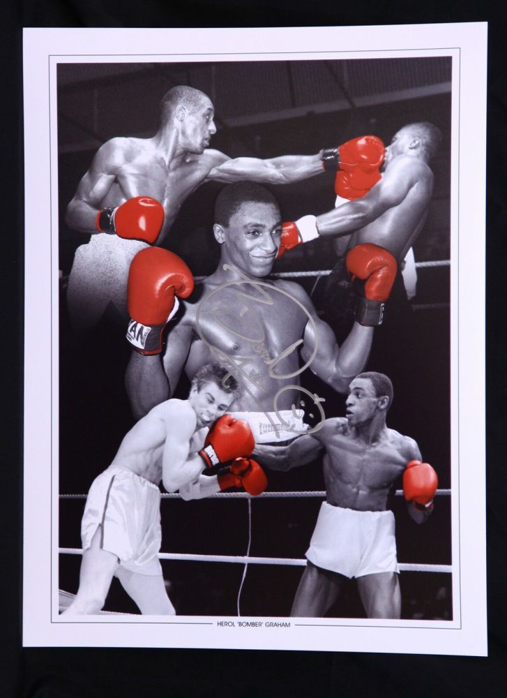 Herol Bomber Graham Signed 12x16 Boxing Photograph Montage