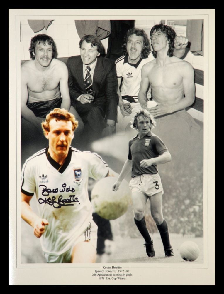 Kevin Beattie Signed Ipswitch Town Fc 12x16 Football Photpgraph