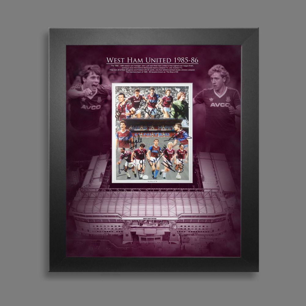West Ham Boys of 86 10x8 Hand Signed Photograph In A Picture Mount Display