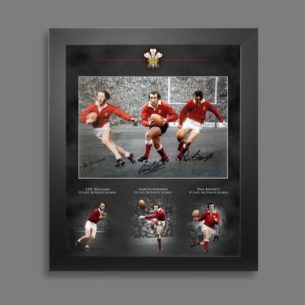  Wales Rugby  Triple Signed Photograph 12x16 Photograph  In A Picture Mount