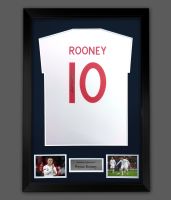Wayne Rooney Hand Signed White T-Shirt In A Frame Presentation:  B 