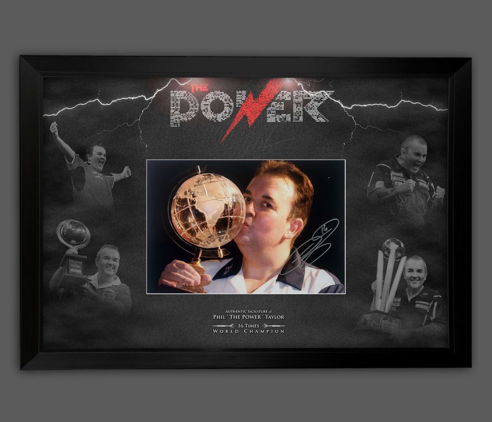 Phil Taylor Signed 12x16 Darts Photograph Framed In A Picture Mount Display : D