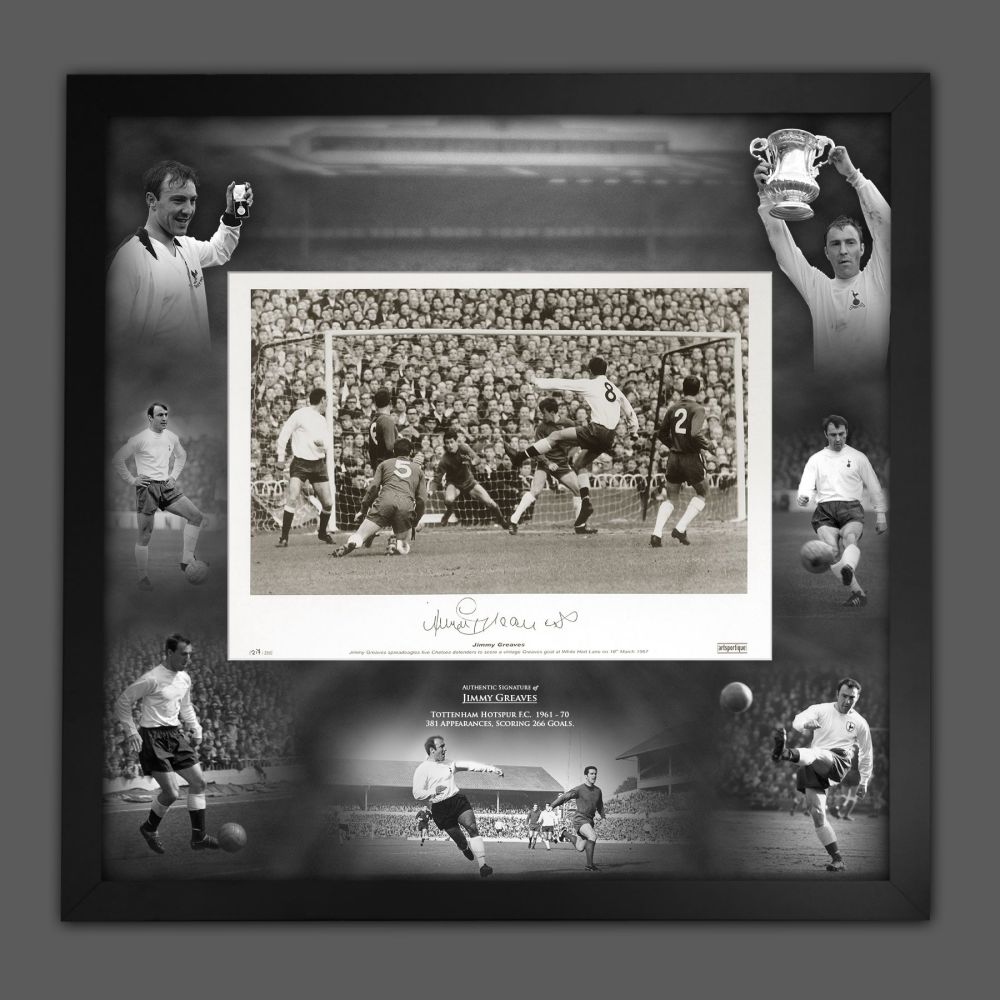   Jimmy Greaves Signed Spurs Fc Football Photograph In A Framed Picture Mou