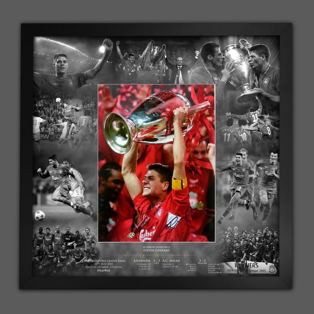 Steven Gerrard Signed Liverpool Fc Football Photograph In A Framed Picture Mount  Presentation