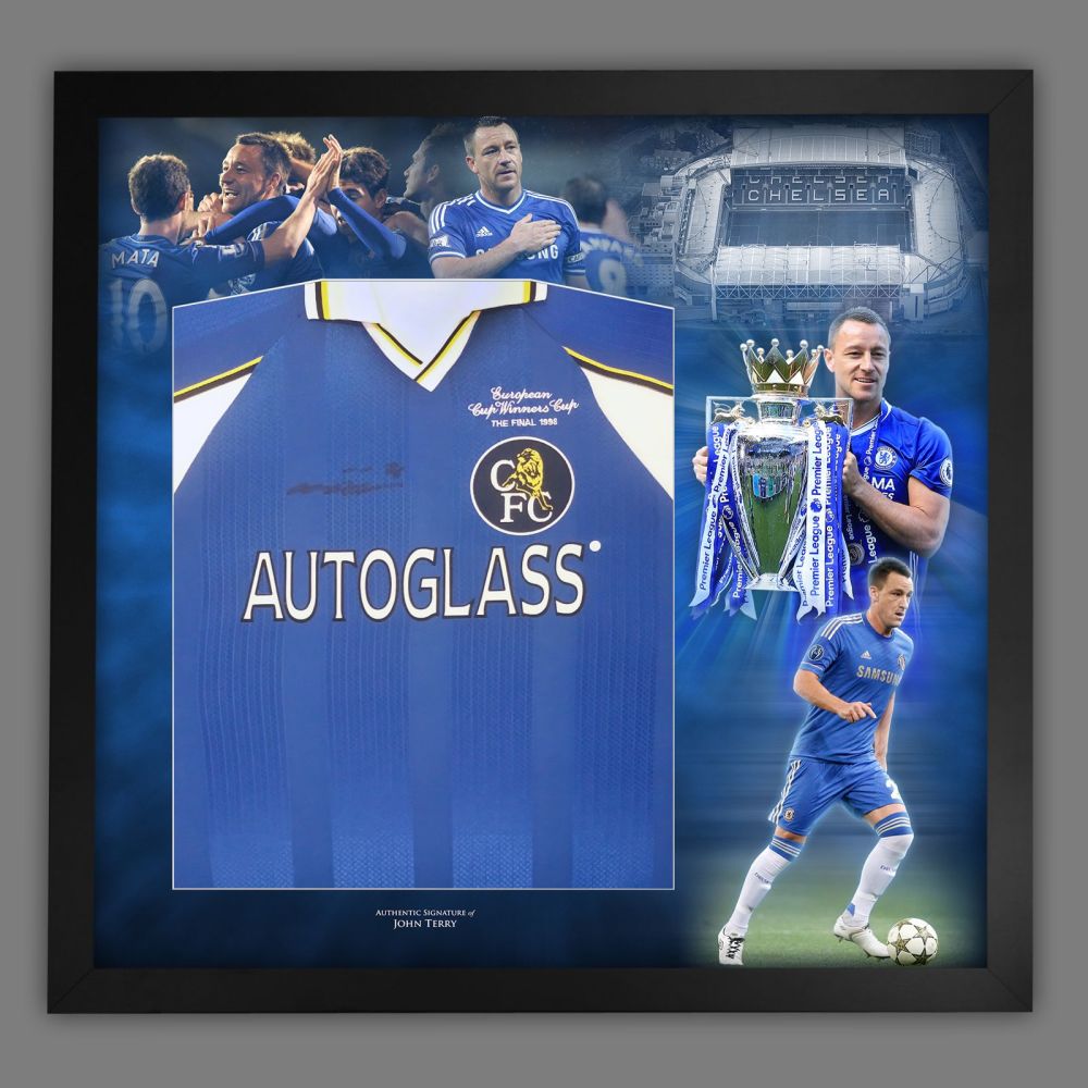 John Terry Signed  Front Chelsea Fc Football Shirt In A  Framed Picture Mount Display