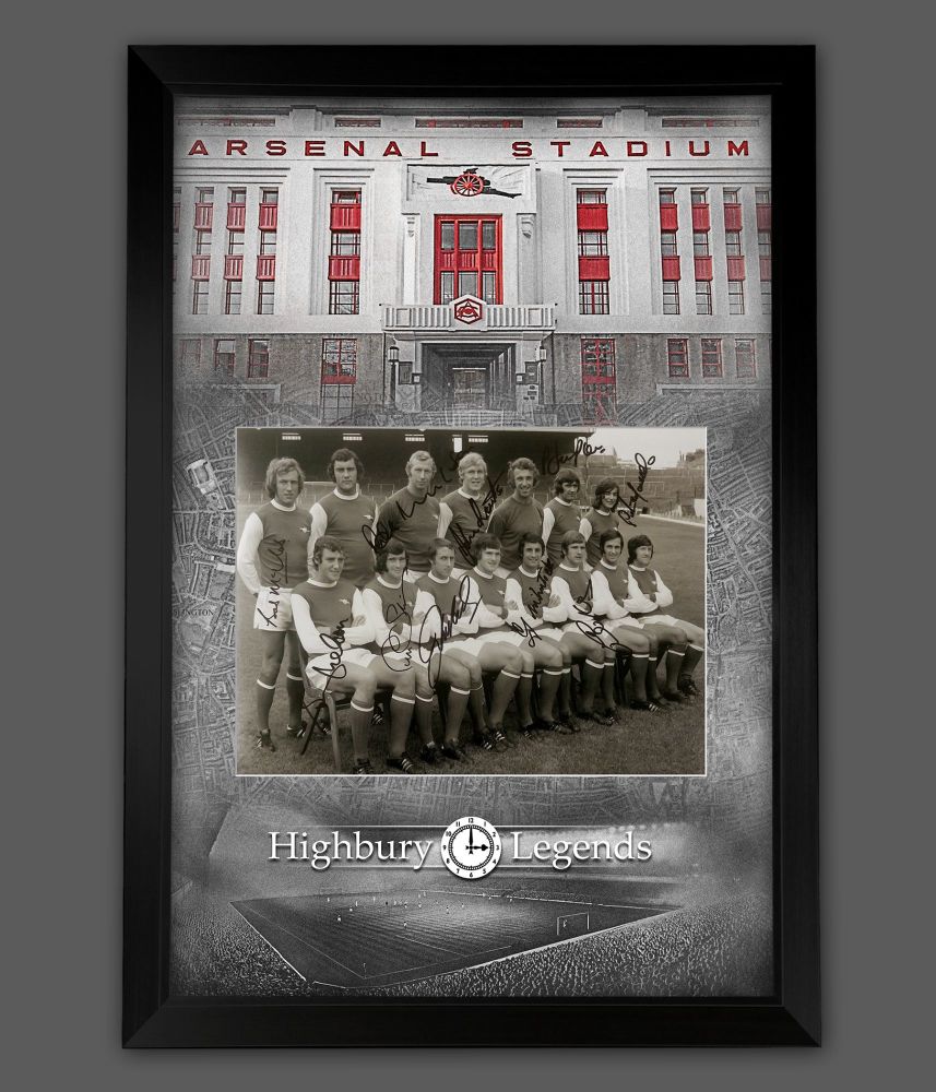   Arsenal Fc 1971 Double Winners Photograph Signed By  7  Framed In A Picture Mount Presentation: B 