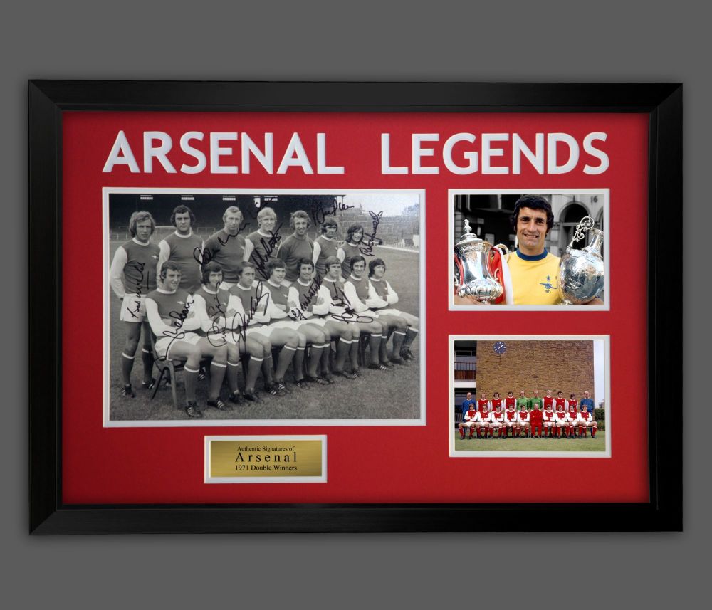 Arsenal Fc 1971 Double Winners Photograph Signed By  10 In A Framed Present