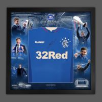 Steven Gerrard Signed Rangers Fc  Football Shirt Framed In A  Invincibles Picture Mount Display