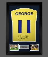 Charlie George Hand Signed Yellow Player  T-Shirt In A Framed Presentation 