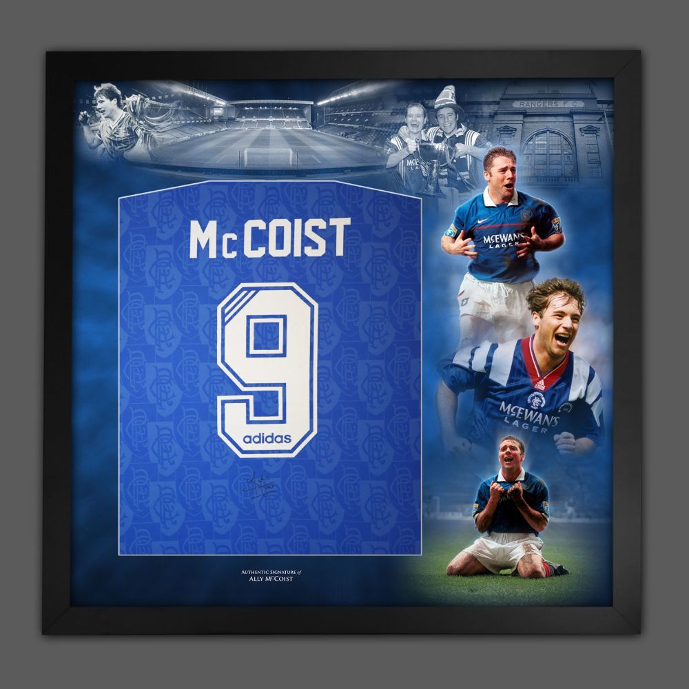 Ally McCoist Hand Signed And Framed Rangers Football Shirt In A Picture Mo