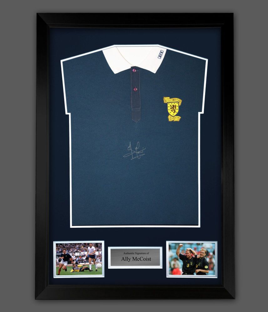 Ally McCoist Hand Signed Scotland Football shirt  In A Framed Presentation : B