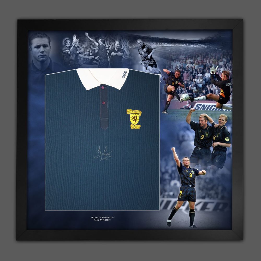 Ally McCoist Hand Signed And Framed  Scotland  Football Shirt In A Picture 