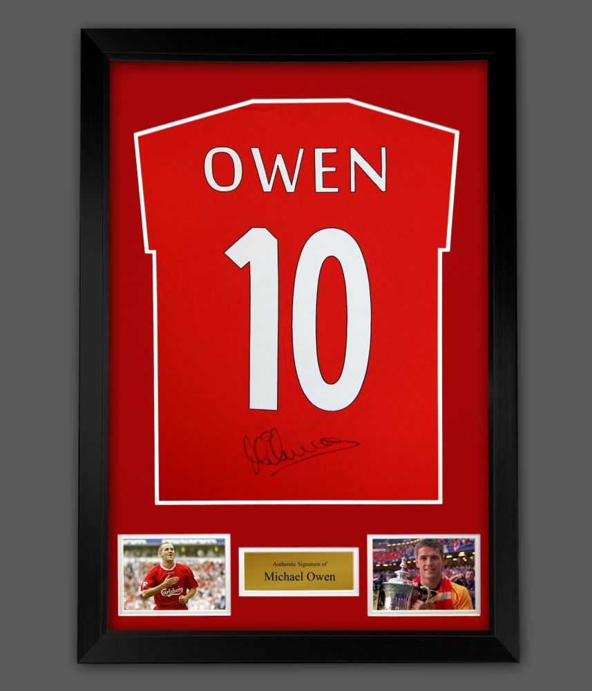 Michael Owen Hand Signed Red T-Shirt In A Frame Presentation 