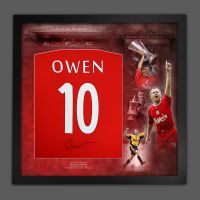Michael Owen Hand Signed And Framed  Red T-Shirt In A Picture Mount Display 