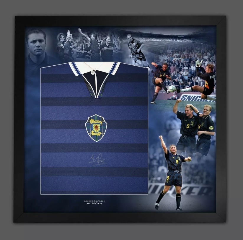 Ally McCoist Hand Signed And Framed Scotland Football Shirt In A Picture