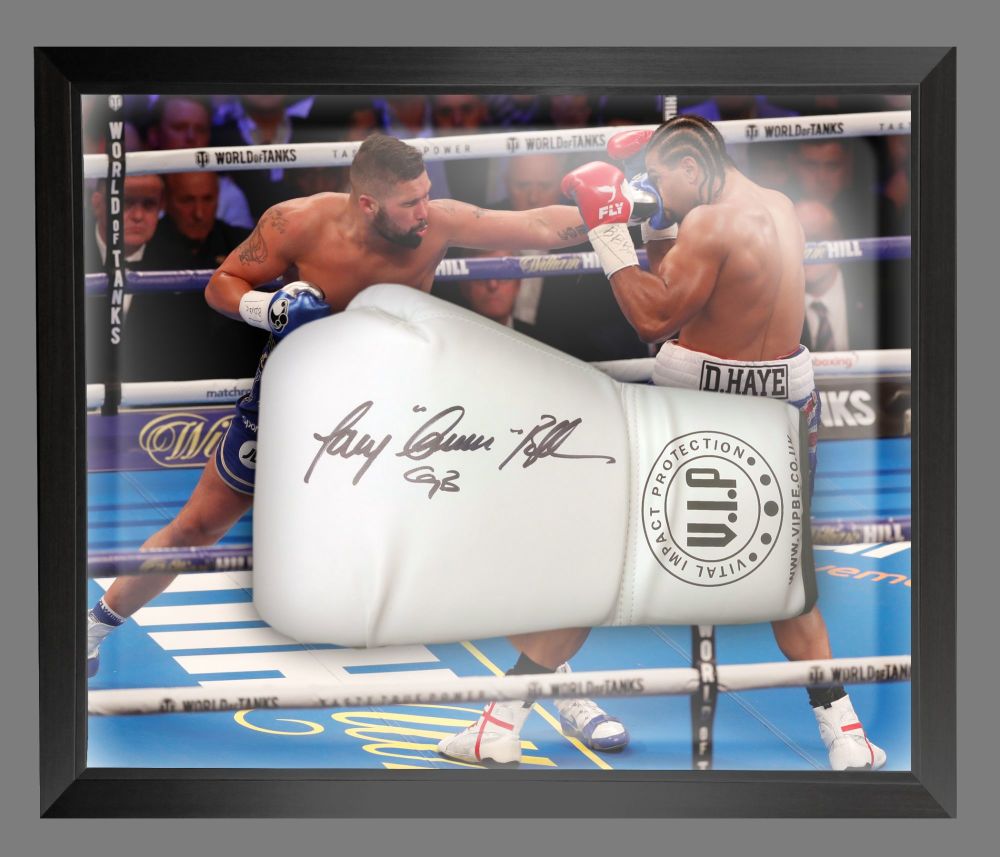   Tony Bellew Signed  White Vip  Boxing Glove In A Dome Frame : A 