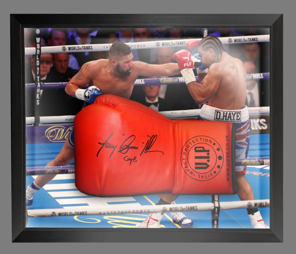   Tony Bellew Signed  Red Vip  Boxing Glove In A Dome Frame : A 