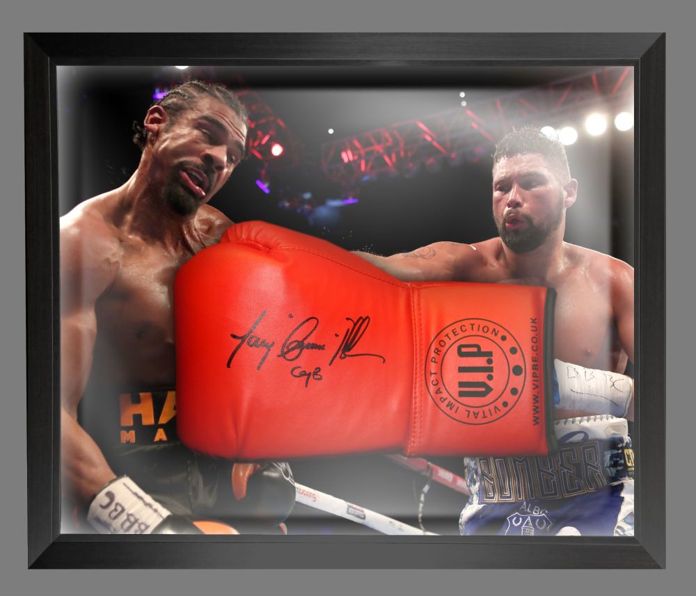  Tony Bellew Signed  Red Vip  Boxing Glove In A Dome Frame : B