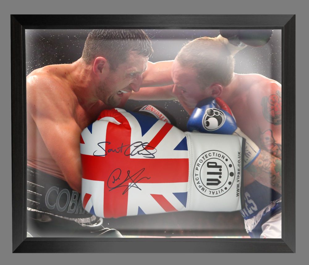 Carl Froch And George Groves Dual Signed  Union Jack  Boxing Glove In A Dome Frame