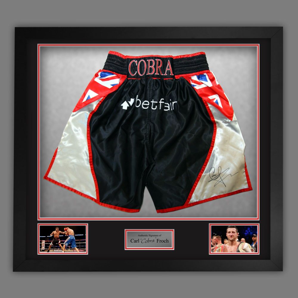 Carl Froch Signed And Framed Custom Made Boxing Trunks
