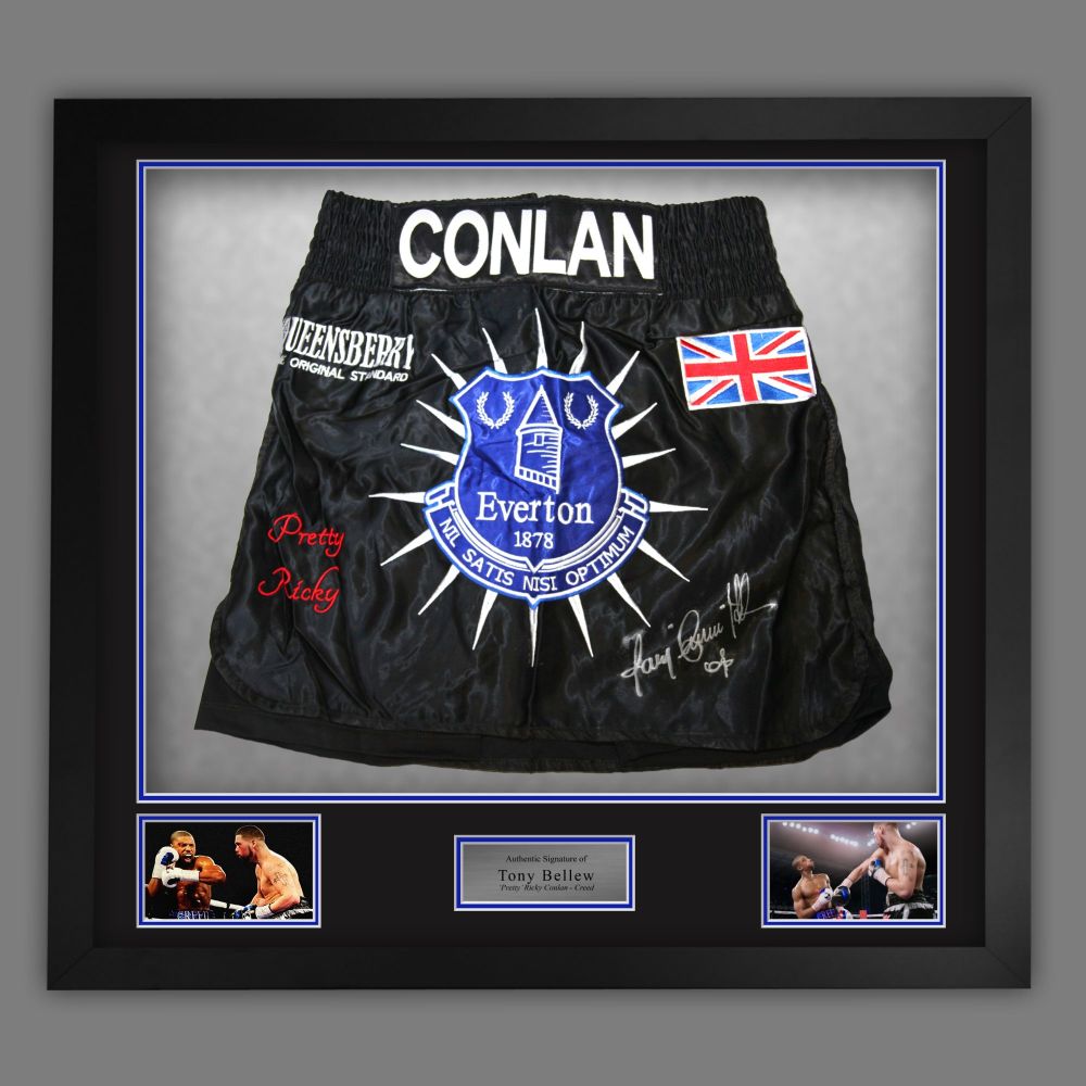 Tony Bellew  Signed And Framed Custom Made Creed Boxing Trunks