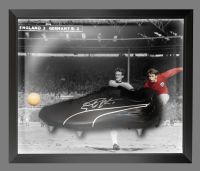 Geoff Hurst Hand Signed Black Football Boot Presented In A Dome Frame : B