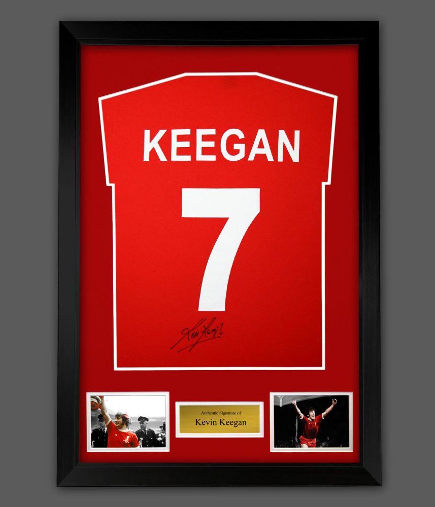 Kevin Keegan Hand Signed Red  Player T-Shirt In A Framed Presentation