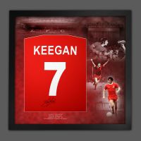 Kevin Keegan Hand Signed  Red Player T-Shirt In A Framed Picture Mount Presentation