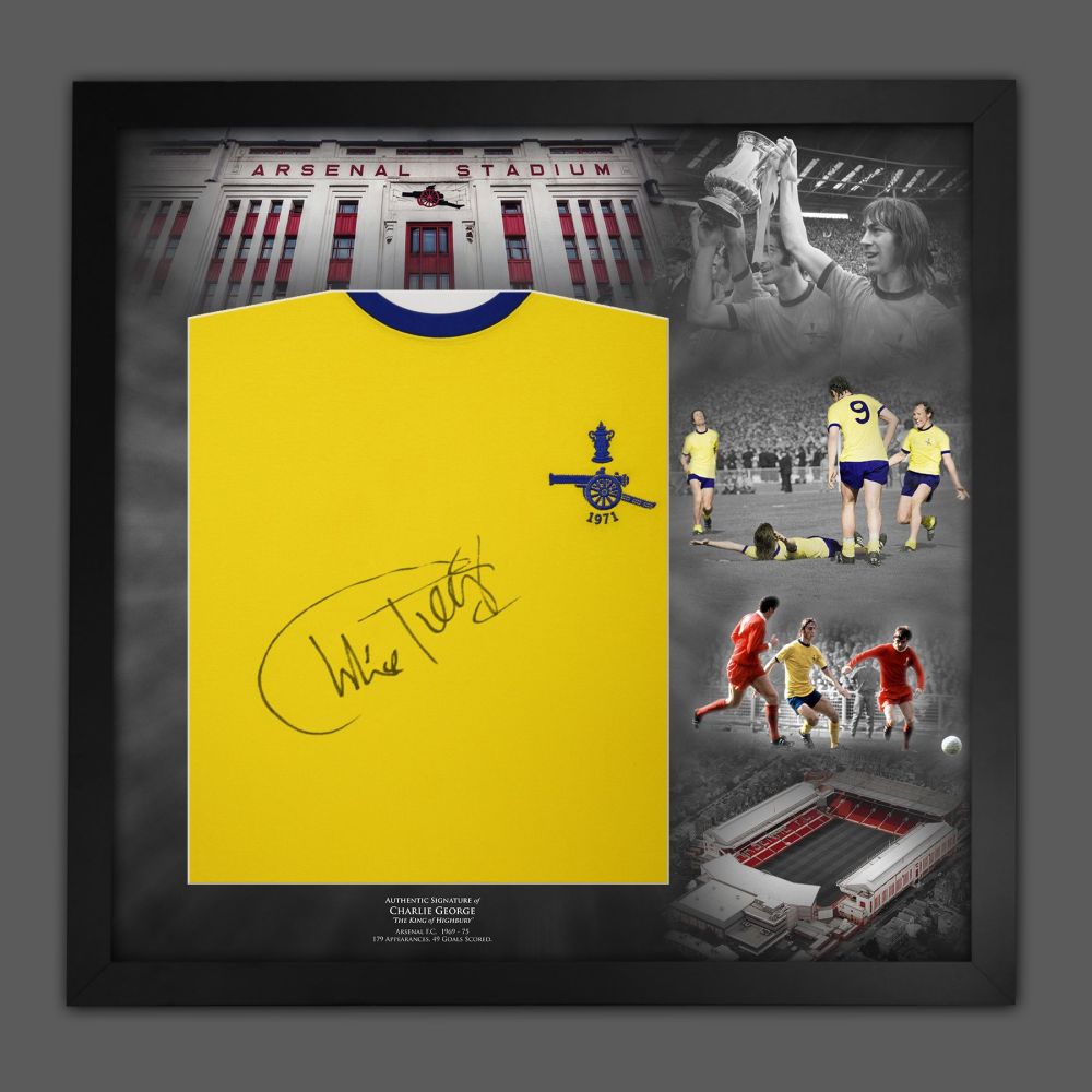 Charlie George Hand Signed And Framed  Arsenal 1971 Football Shirt  In A Pi