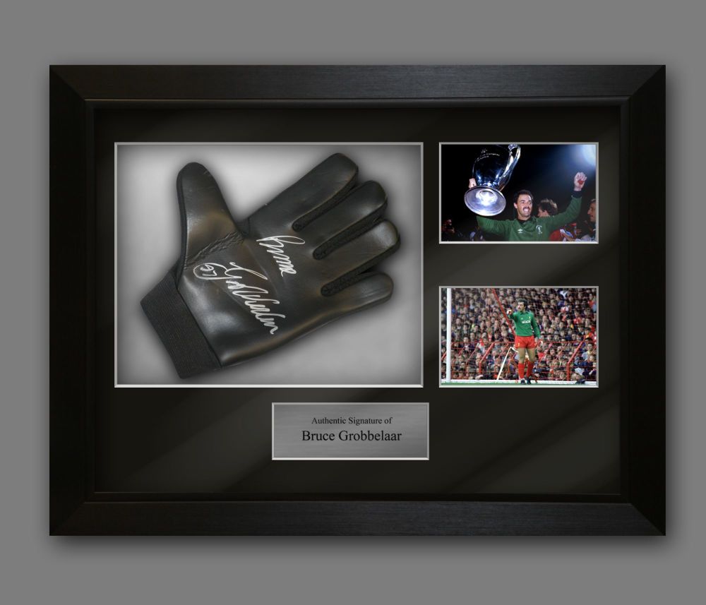 Bruce Grobbelaar Signed Football Goalkeeper Glove In A Framed Presentation