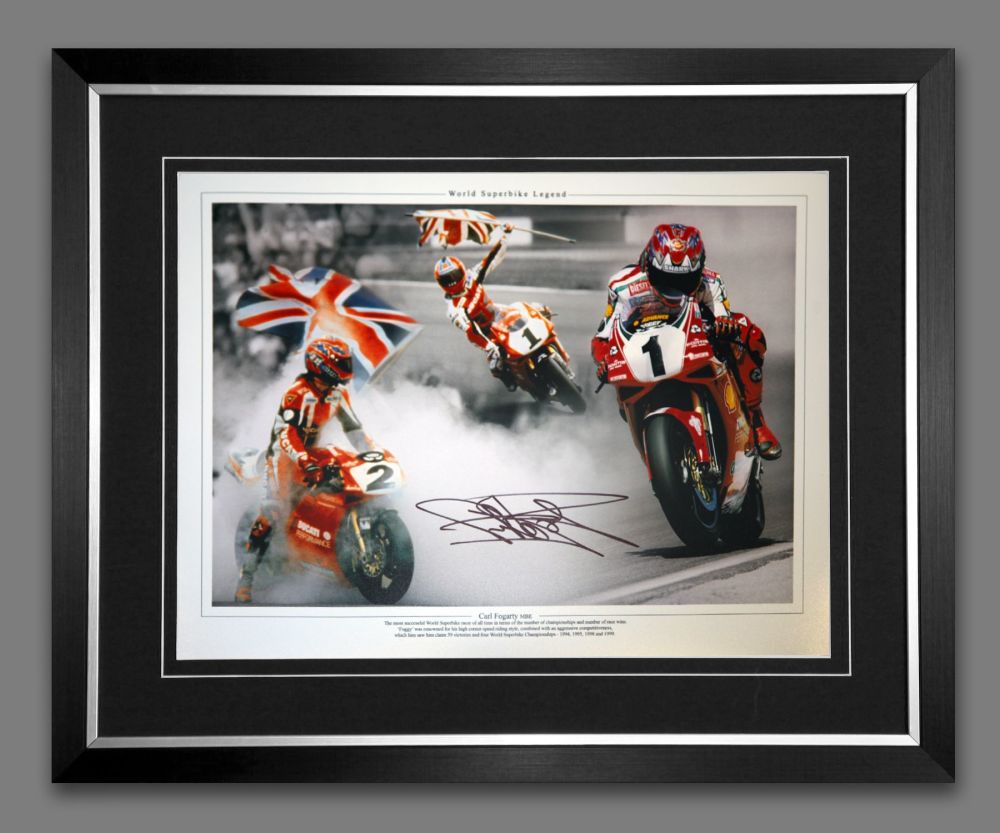 Carl Fogarty Hand Signed And Framed Super Bikes 12x16 Montage