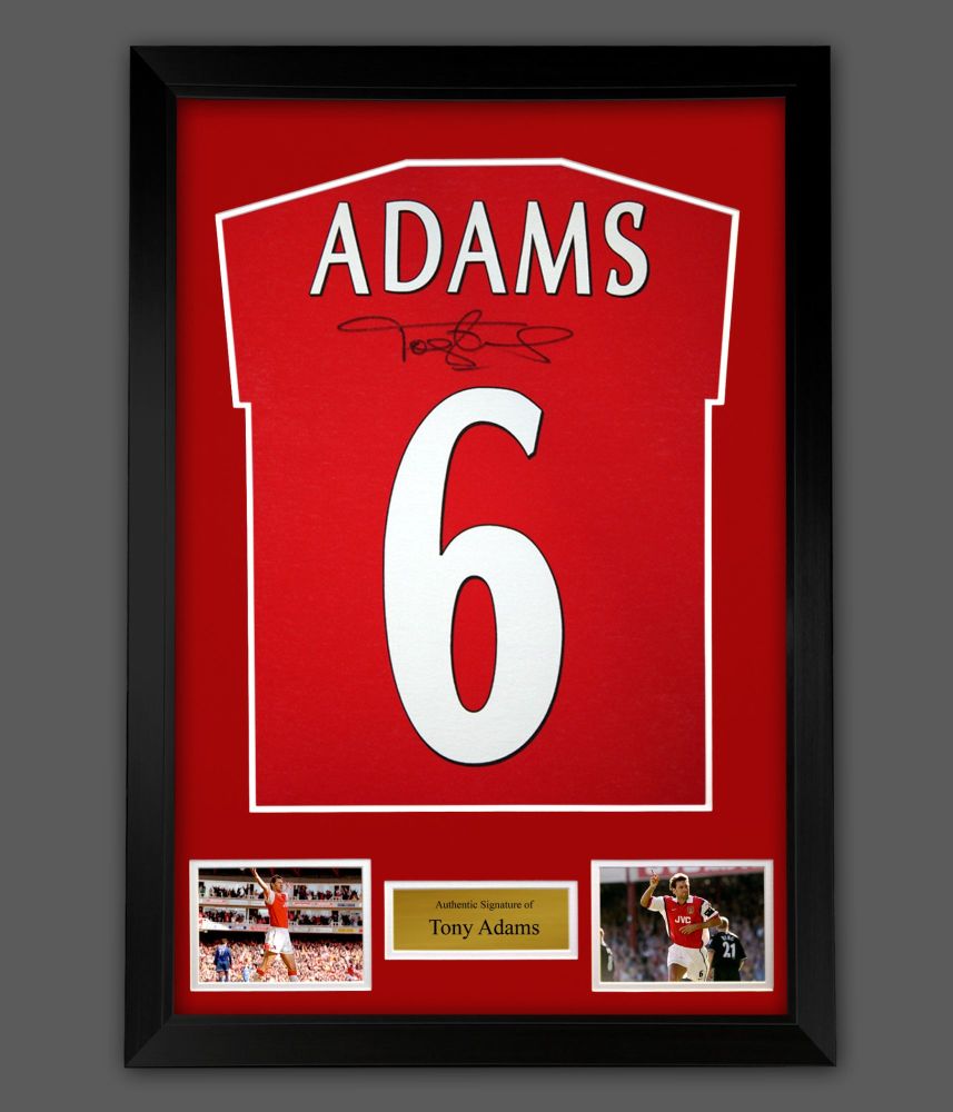  Tony Adams Hand Signed Red Player T- Shirt  In A Framed Presentation : B :