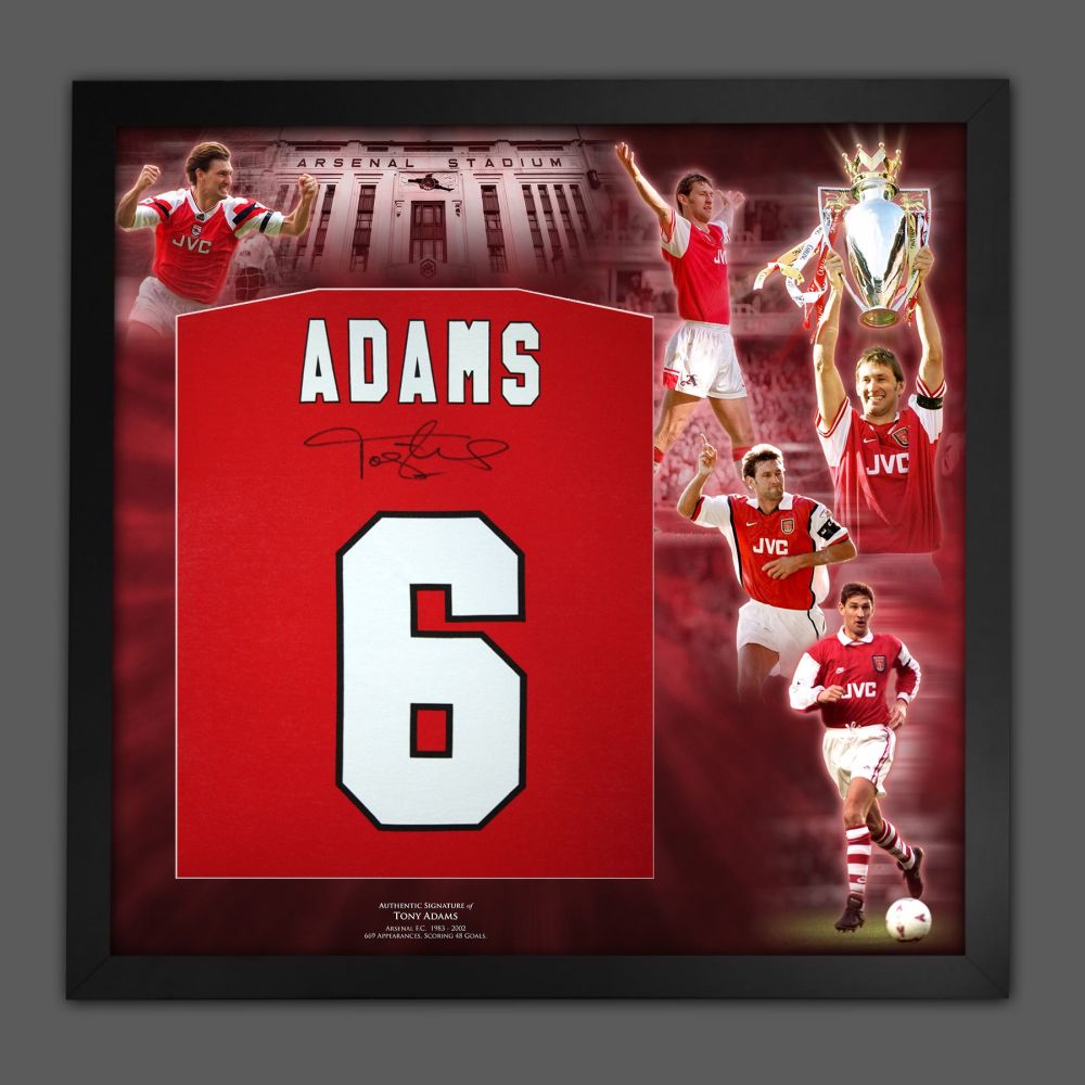 Tony Adams Hand Signed And Framed  Red Player  T-Shirt In A Picture Mount Display : A