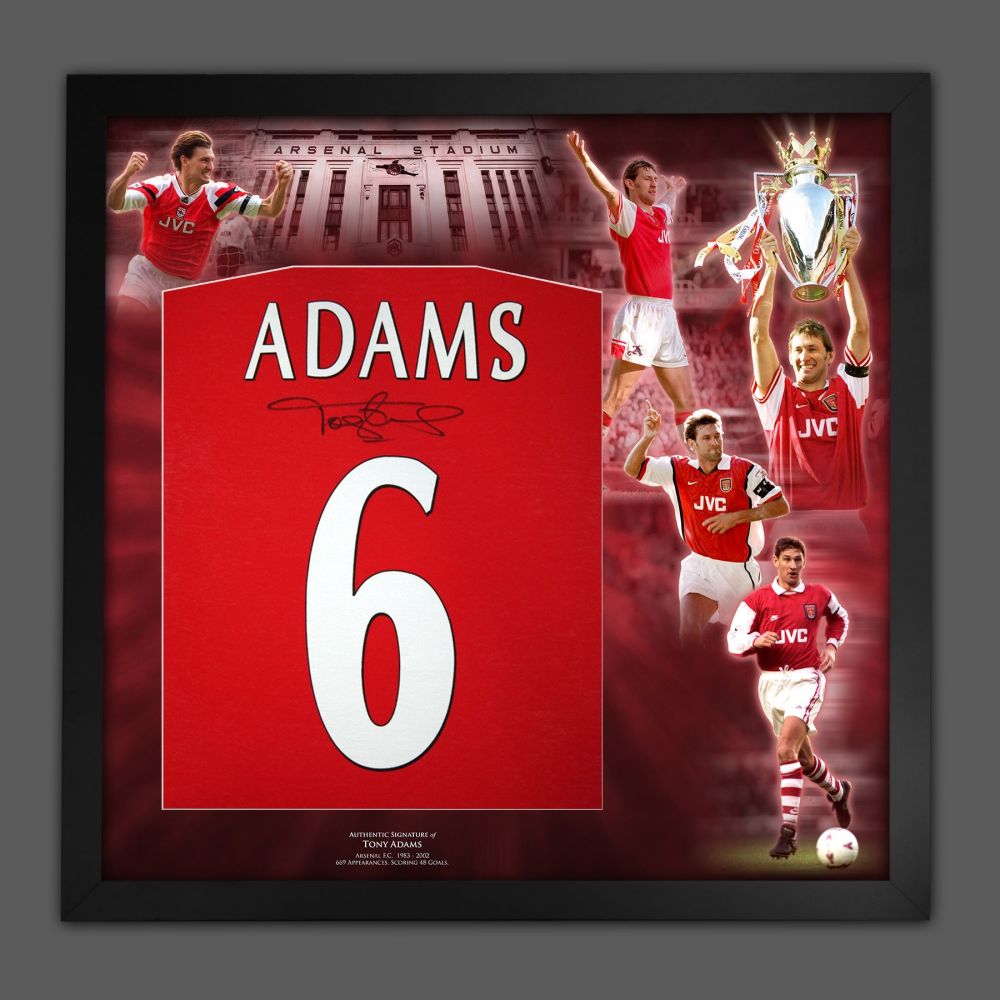 Tony Adams Hand Signed And Framed  Red Player  T-Shirt In A Picture Mount Display : B
