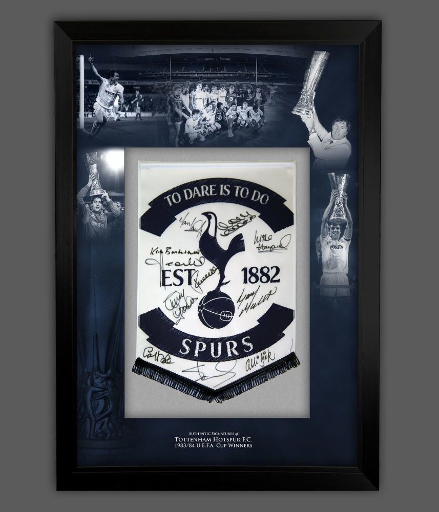   Spurs 1984 Hand Signed And Framed Pennant In A Picture Mount Display