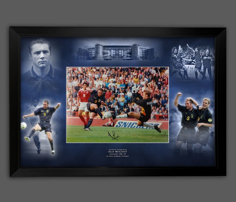   Ally McCoist Hand Signed Scotland 12x16 Football Photograph In A Framed Picture Mount Display