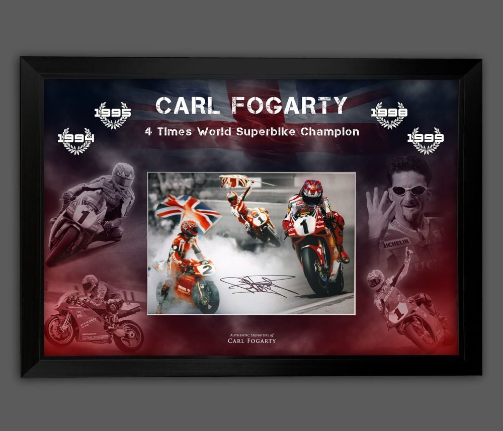 Carl Fogarty Hand Signed Superbikes 12x16 Photograph In A Framed Picture Mount Display  : A