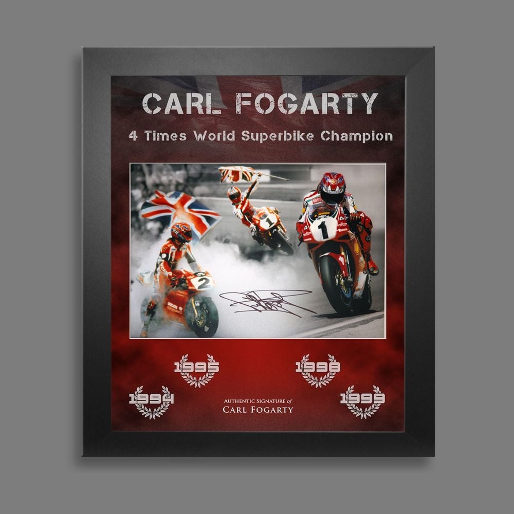   Carl Fogarty Hand Signed Superbikes 12x16 Football Photograph In A Framed